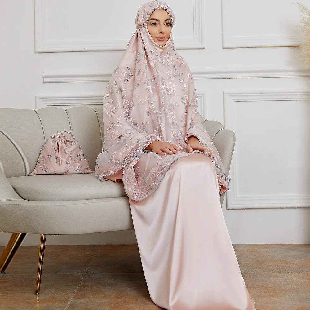 Ramadan Eid Muslim Fashion Pink Embroidered Lace Suit Worship Traditional Women's Islamic Clothing Women Muslim Prayer Dress
Ramadan Eid Muslim Fashion Pink Embroidered Lace Suit Worship Traditional Women's Islamic Clothing Women Muslim Prayer Dress