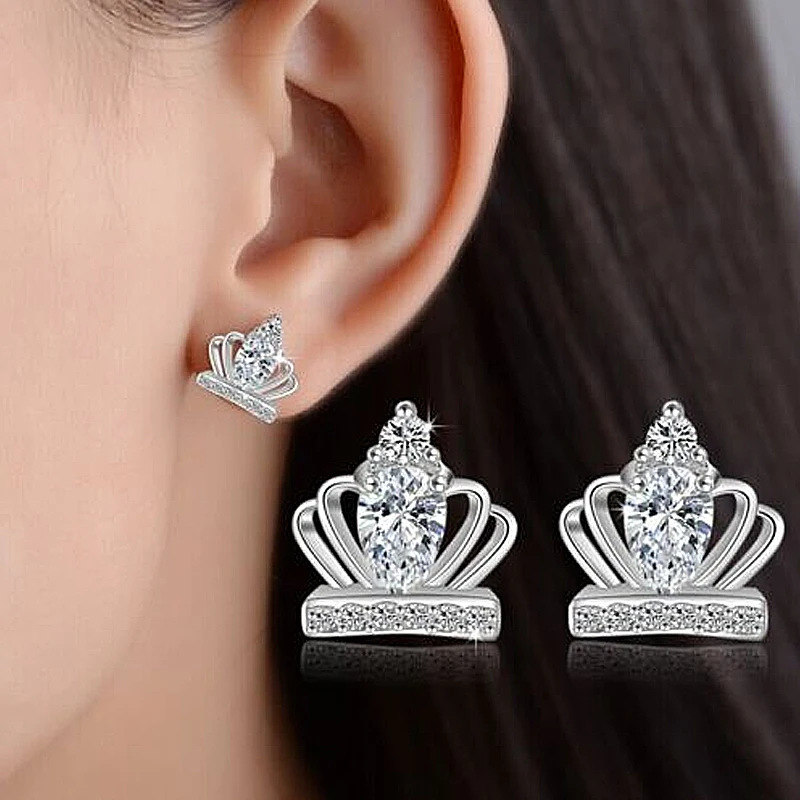 Cute Sweet Crown Sterling Silver Earrings Glitter Zircon Stud Crystal Crown Stud Earrings Jewellery Women Girls Jewellery Gift
Cute Sweet Crown Sterling Silver Earrings Glitter Zircon Stud Crystal Crown Stud Earrings Jewellery Women Girls Jewellery Gift