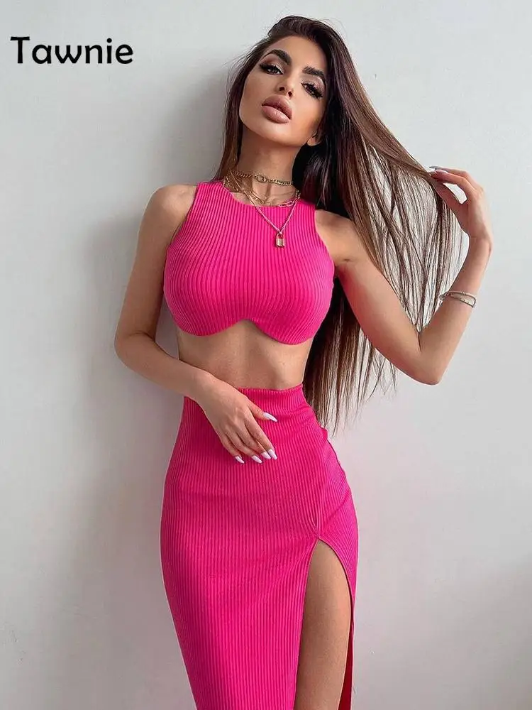 Tawnie 2022 Summer Y2K Ribbed Knit Dress Set Women Holiday Sexy Crop Tops Split Maxi Skirts 2 Piece Sets Party Beach Outfits
Tawnie 2022 Summer Y2K Ribbed Knit Dress Set Women Holiday Sexy Crop Tops Split Maxi Skirts 2 Piece Sets Party Beach Outfits
