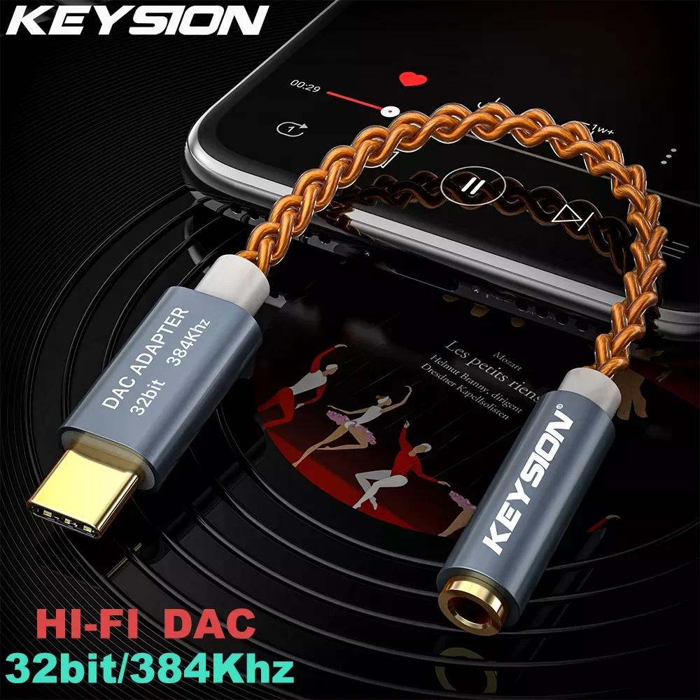 NEW2023 KEYSION HIFI DAC earphone Amplifier USB Type C to 3.5mm Headphone Jack audio adapter 32bit 384kHz Digital Decoder AUX Co
NEW2023 KEYSION HIFI DAC earphone Amplifier USB Type C to 3.5mm Headphone Jack audio adapter 32bit 384kHz Digital Decoder AUX Co