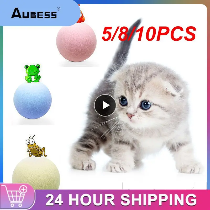 

5/8/10PCS Solid Color Chewing Ball With Catnip Can Add Cat Claws Bite Toy Grind Ones Teeth In Sleep Reduce Boredom Cat Chew Toys