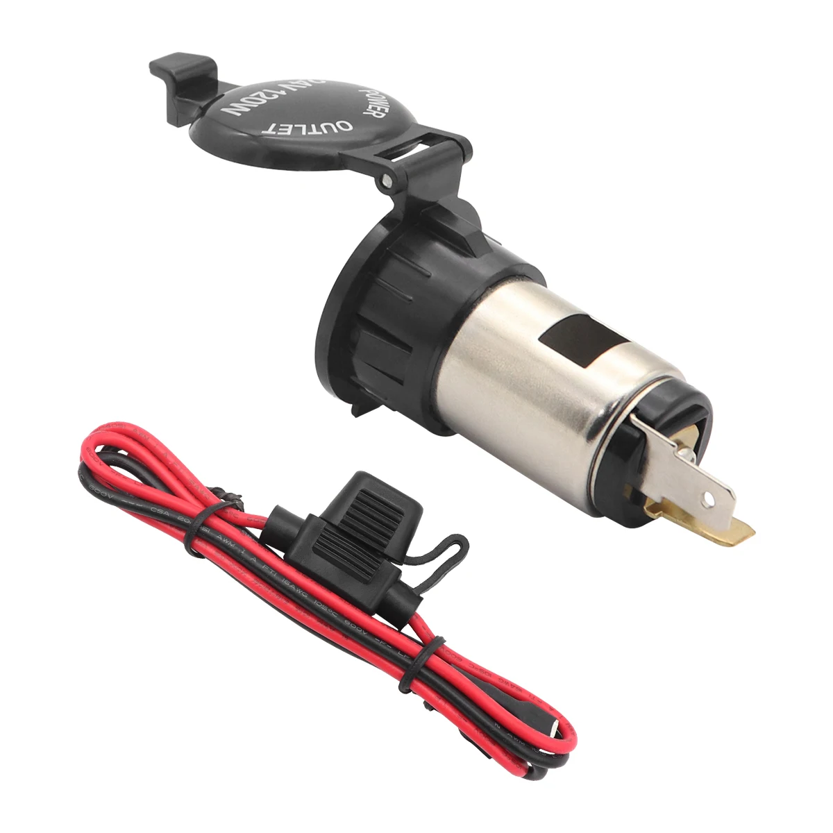 12V 24V 120W Socket Waterproof Power for Motorcycle Boat Car Socket Plug with 60CM Fuse & Wire
12V 24V 120W Socket Waterproof Power for Motorcycle Boat Car Socket Plug with 60CM Fuse & Wire
