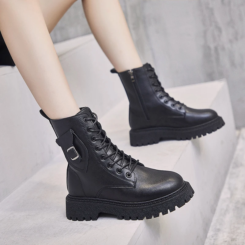 Women Thick-soled Short Boots British Style Solid Color All-match Student Women's Boots Fashion Mid-heel Lace-up Women's Boots
Women Thick-soled Short Boots British Style Solid Color All-match Student Women's Boots Fashion Mid-heel Lace-up Women's Boots