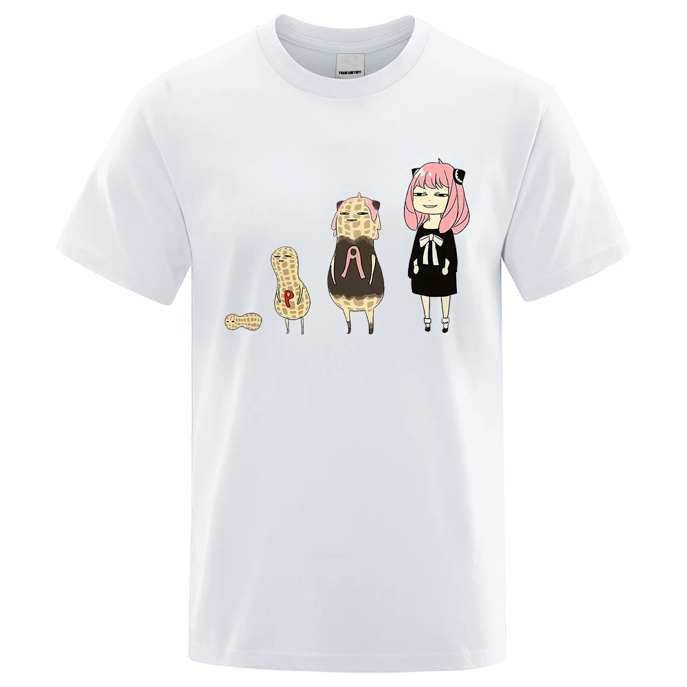 

Anya's peanut evolution - Spy x Family Tshirts Men Fashion Brand T Shirt Summer Fashion Mens Tee Clothes Oversize O-Neck Tops