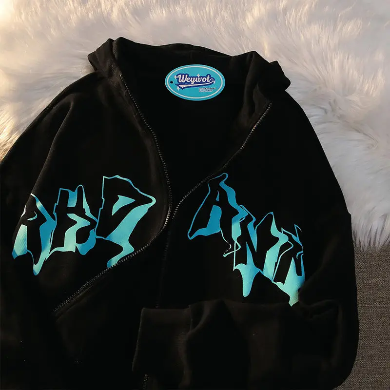 Plus Size Y2K Hoodie Zip-up Sweatshirt Letter Printing Jacket Loose Long Sleeve Pockets Streetwear Hip Hop Fashion Women Coat
Plus Size Y2K Hoodie Zip-up Sweatshirt Letter Printing Jacket Loose Long Sleeve Pockets Streetwear Hip Hop Fashion Women Coat