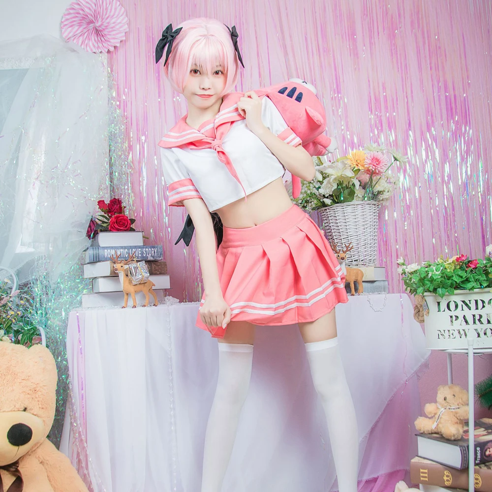 Anime Fate/Apocrypha Astolfo Cosplay Costumes Japanese Student Girls School Uniforms Pink Sailor suit Full Sets
Anime Fate/Apocrypha Astolfo Cosplay Costumes Japanese Student Girls School Uniforms Pink Sailor suit Full Sets