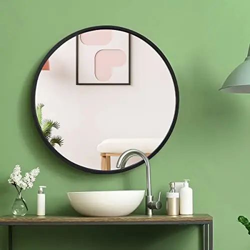 

Circle Mirror 18 Inch Round Mirror with Metal Frame for Entryways, Bathrooms, Living Rooms, Decor, Farmhouse, Makeup Vanity (