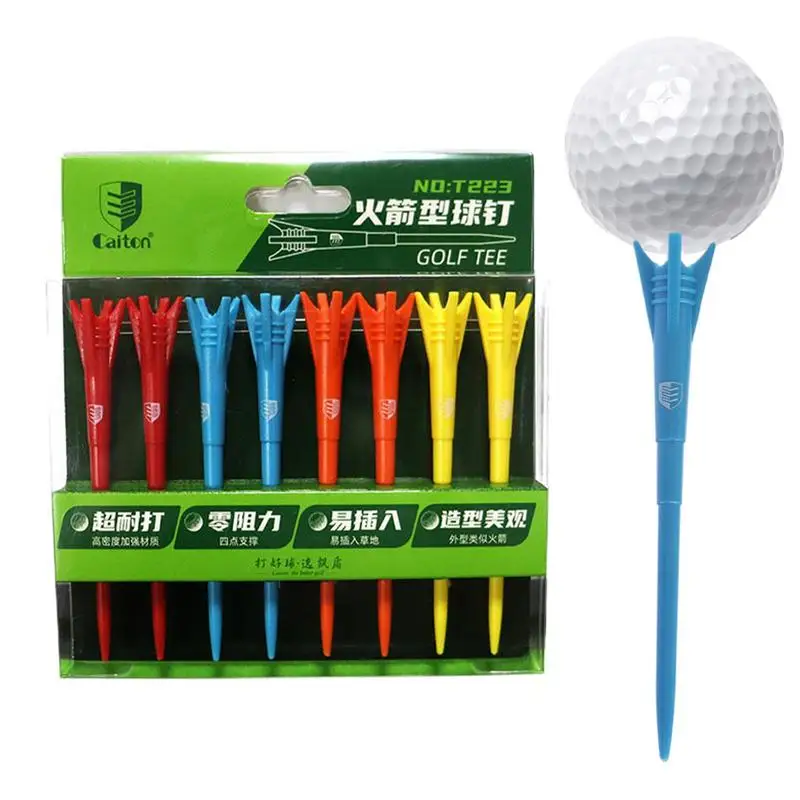 8pcs Plastic Golf Tees Multi Color 8.3CM Durable Reusable Top Golf Tees Rocket Head Shape Golfs Training Tees Golf Accessories
8pcs Plastic Golf Tees Multi Color 8.3CM Durable Reusable Top Golf Tees Rocket Head Shape Golfs Training Tees Golf Accessories