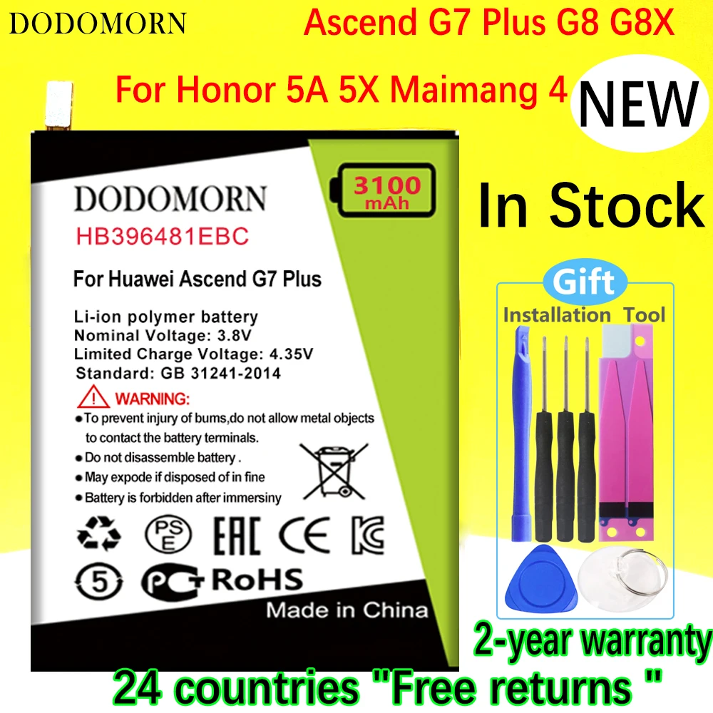 Аккумулятор DODOMORN HB396481EBC для Huawei Ascend G7 Plus /G8 /G8X /Honor 5A /5X /Maimang 4 + номер для отслеживания
Аккумулятор DODOMORN HB396481EBC для Huawei Ascend G7 Plus /G8 /G8X /Honor 5A /5X /Maimang 4 + номер для отслеживания