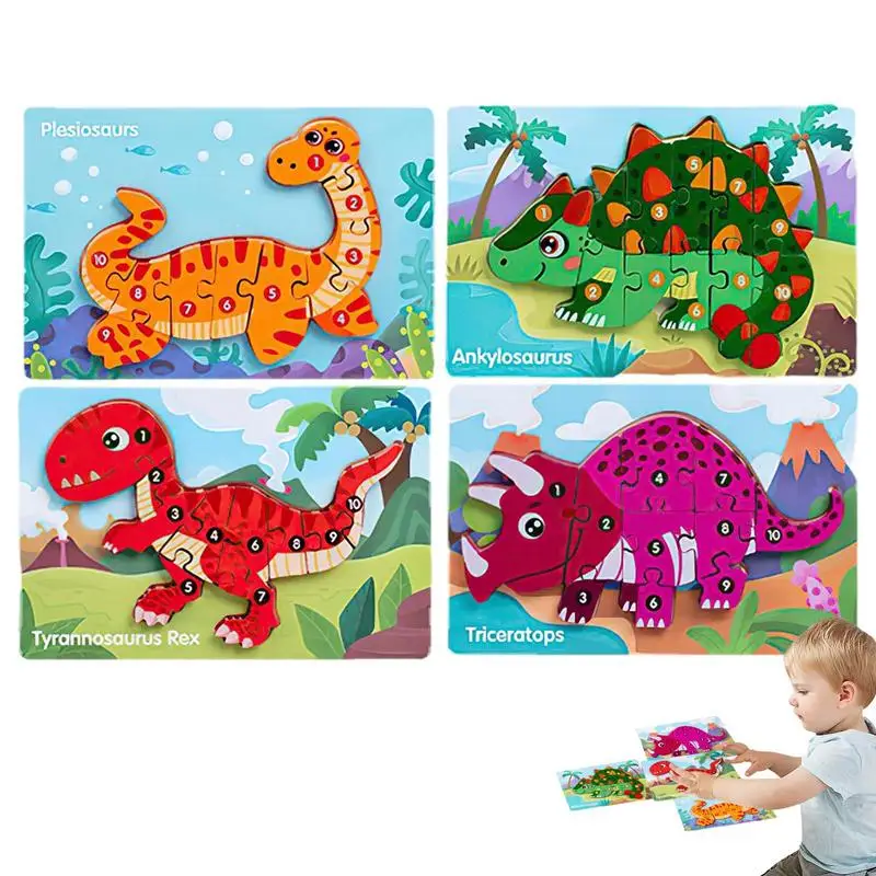 

Деревянный пазл-динозавр, 3D деревянные игрушки-Динозавры, пазл, Обучающие головоломки, набор игрушек для мальчиков, 1 комплект, 4 упаковки