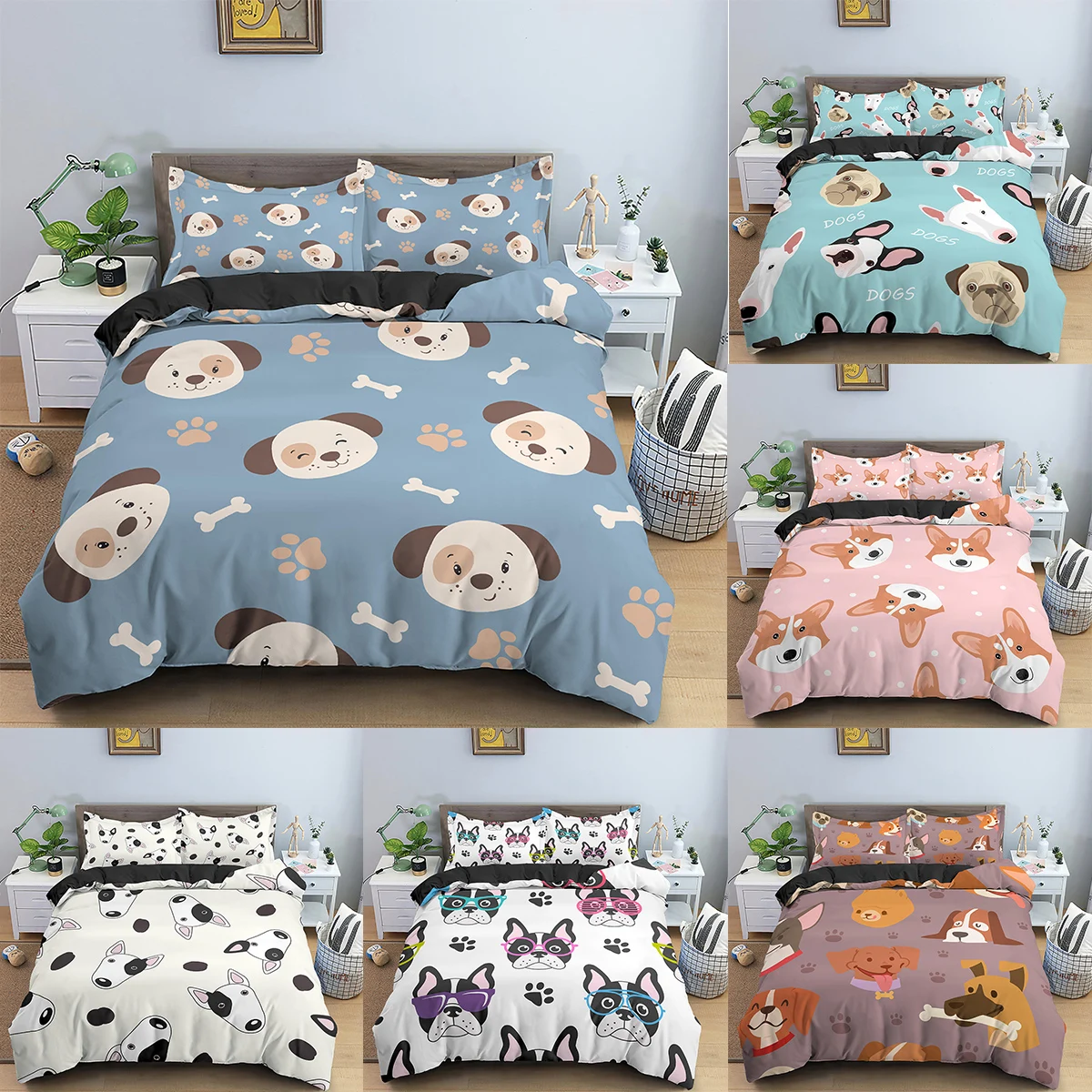 Cute Dog Head Duvet Cover King Set Size Bedding Set For Kids Teens Bedroom Comforter Bedding Sets Home Decor With Pillow Case
Cute Dog Head Duvet Cover King Set Size Bedding Set For Kids Teens Bedroom Comforter Bedding Sets Home Decor With Pillow Case