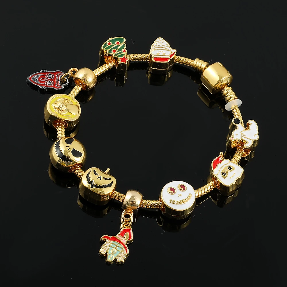 The Nightmare Before Christmas Bracelet Jack Skellington Gold Color Beads Bangle Disney Charms Bracelet for Women Jewelry Gifts
The Nightmare Before Christmas Bracelet Jack Skellington Gold Color Beads Bangle Disney Charms Bracelet for Women Jewelry Gifts