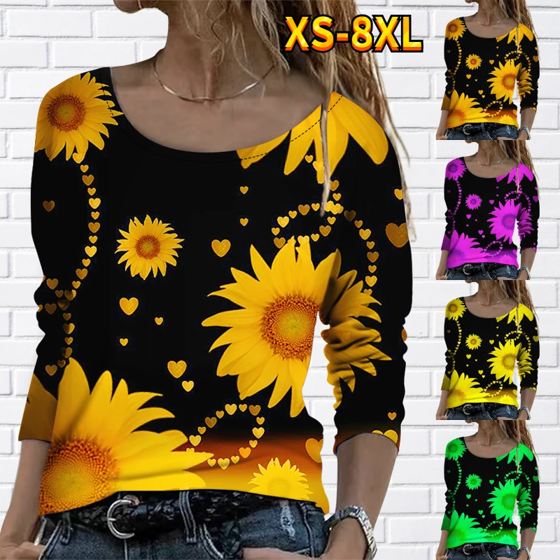 2023 New Spring Autumn Women's Fashion Casual Long Sleeve Round Neck Vintage Top Sunflower Print Pullover Loose Size T-shirt 
2023 New Spring Autumn Women's Fashion Casual Long Sleeve Round Neck Vintage Top Sunflower Print Pullover Loose Size T-shirt
