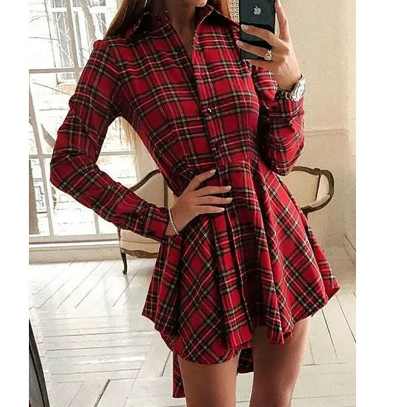 Women Dress Autumn Winter Plaid Dresses Red Vintage Party Dress Casual Shirt Mini Dresses Vestido Womens Clothing
Women Dress Autumn Winter Plaid Dresses Red Vintage Party Dress Casual Shirt Mini Dresses Vestido Womens Clothing