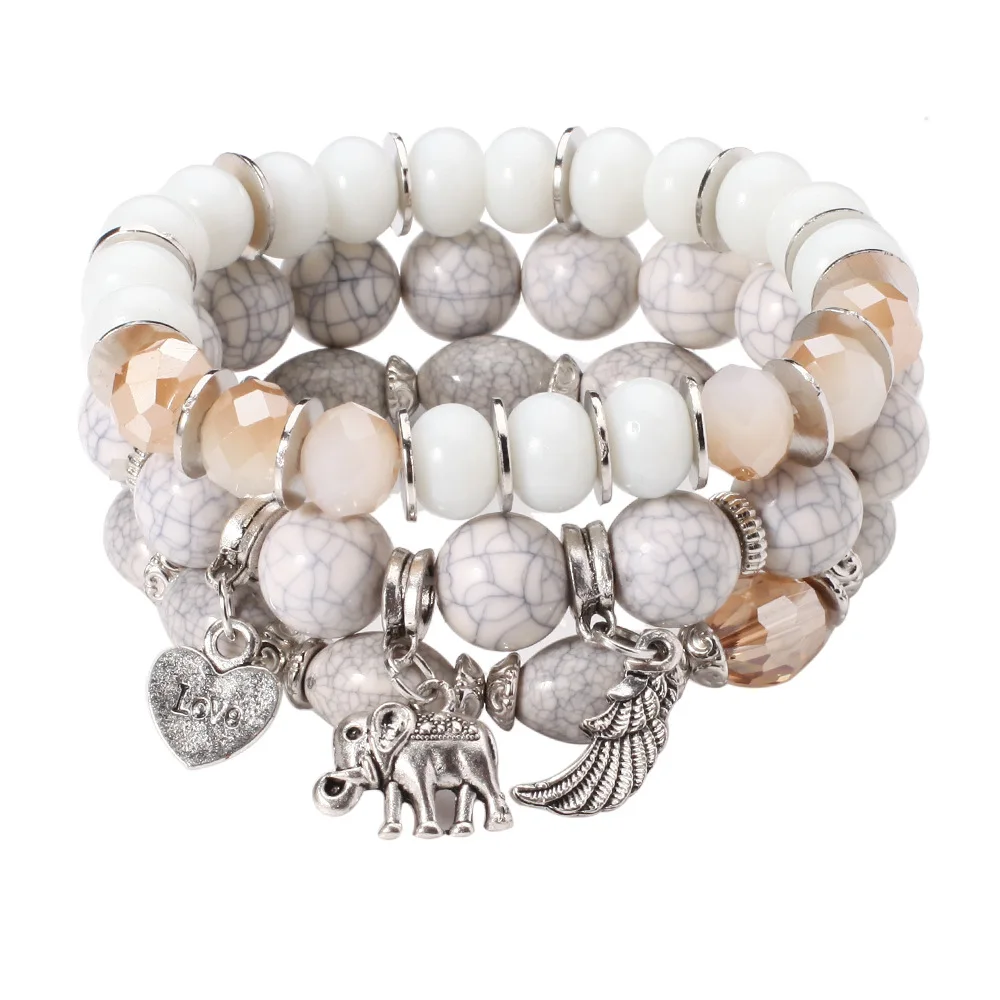 3pcs Bohemia Elephant Beaded Bracelet Set For Women Wing Heart Charm Marble Stone Beads Chain Bangle Ladies Fashion Jewelry
3pcs Bohemia Elephant Beaded Bracelet Set For Women Wing Heart Charm Marble Stone Beads Chain Bangle Ladies Fashion Jewelry
