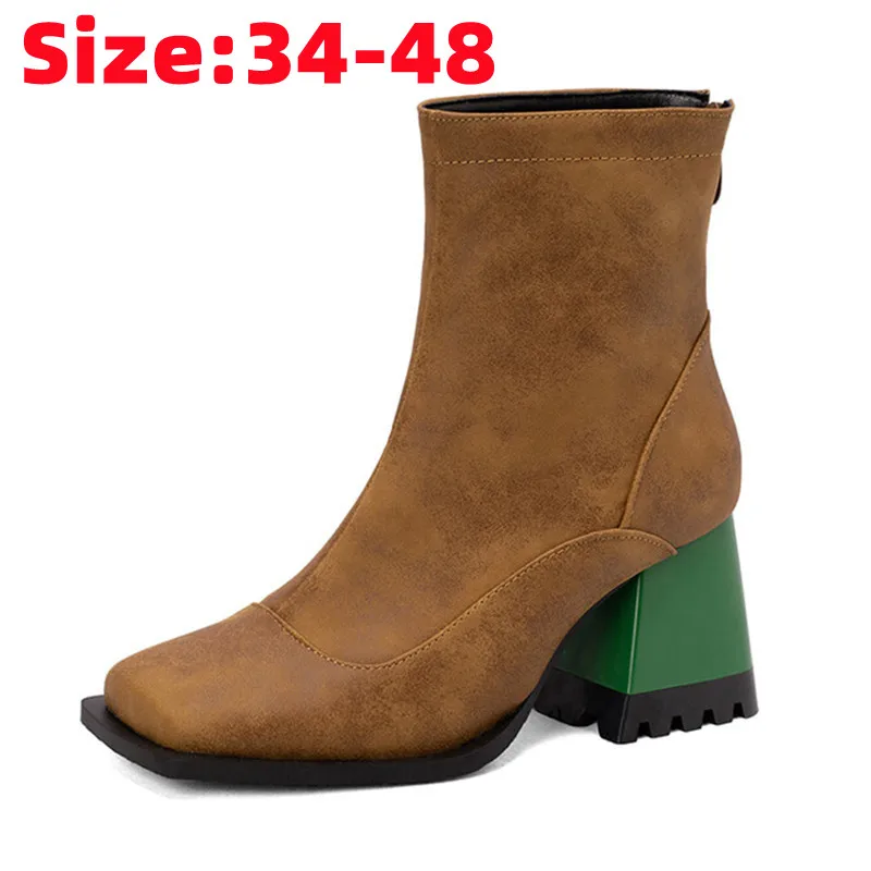 ZIXIYUA ZA Ankle Boots, Winter 2022 Fashion Classic Casual Round Toe Punk Mix Color Designer Shoes Women Botines Mujer Botas 46 
ZIXIYUA ZA Ankle Boots, Winter 2022 Fashion Classic Casual Round Toe Punk Mix Color Designer Shoes Women Botines Mujer Botas 46