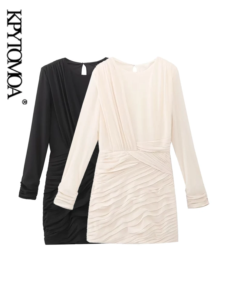 KPYTOMOA, женское модное мини-платье с рюшами, винтажные женские платья с круглым вырезом и длинным рукавом, Vestidos Mujer 
KPYTOMOA, женское модное мини-платье с рюшами, винтажные женские платья с круглым вырезом и длинным рукавом, Vestidos Mujer