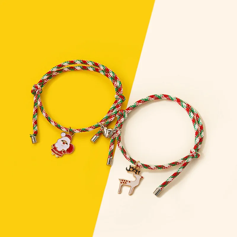2pcs Couple Magnet Bracelet with Christmas Santa Claus Attraction Rope Magnet Couple Pendant Bracelet Bangles Lovers Jewelry
2pcs Couple Magnet Bracelet with Christmas Santa Claus Attraction Rope Magnet Couple Pendant Bracelet Bangles Lovers Jewelry