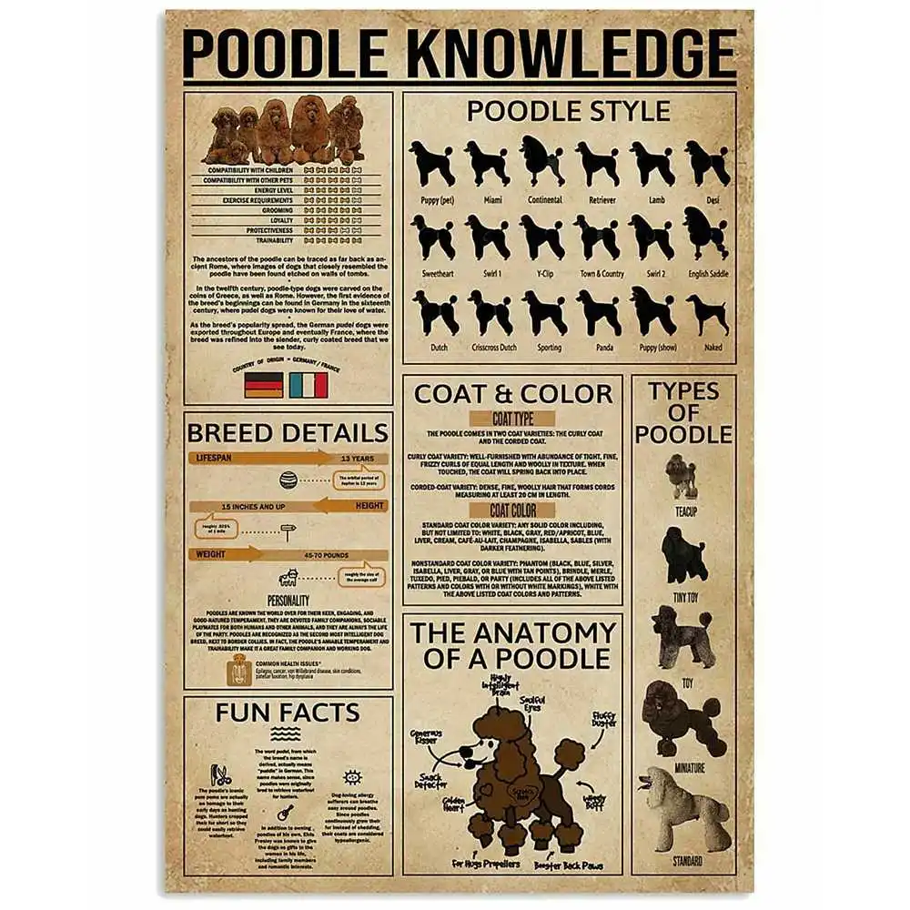 Vintage Poodle Knowledge Tin Sign wall art Shabby Chic Home Decor Plaque Wall Poster Vintage Decor Art
Vintage Poodle Knowledge Tin Sign wall art Shabby Chic Home Decor Plaque Wall Poster Vintage Decor Art