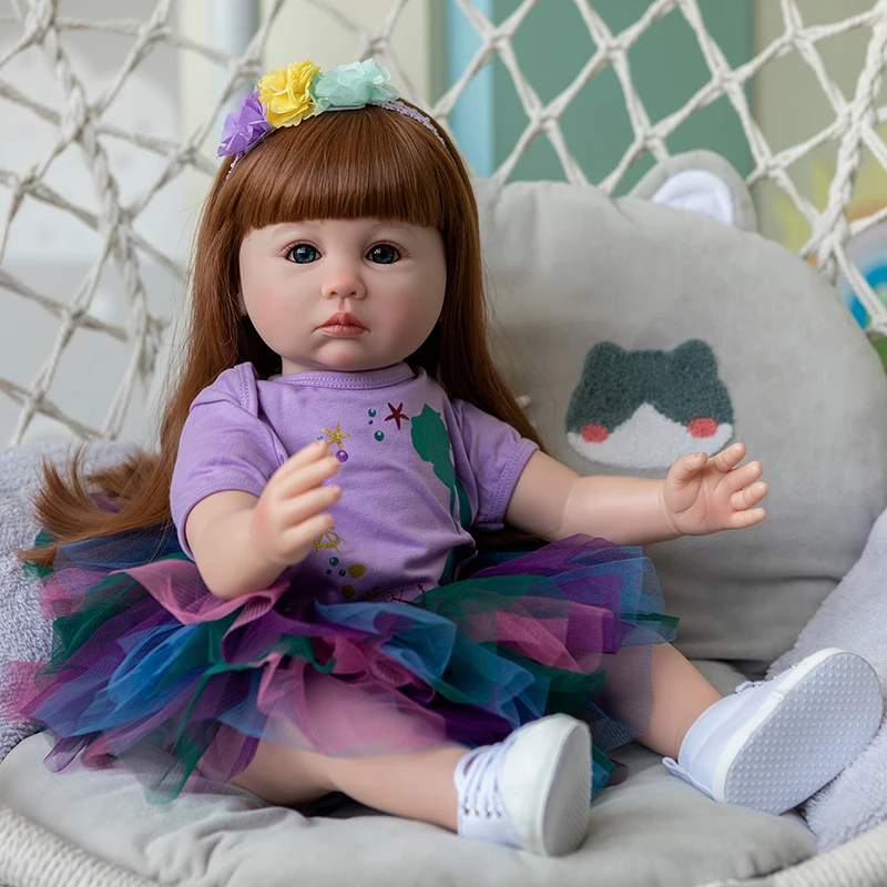 60CM Girl Gift Boneca Reborn Toddler Baby Girl Doll Soft Silicone Cloth Body Has Long Hair Lifelike Bebe Doll Reborn
60CM Girl Gift Boneca Reborn Toddler Baby Girl Doll Soft Silicone Cloth Body Has Long Hair Lifelike Bebe Doll Reborn