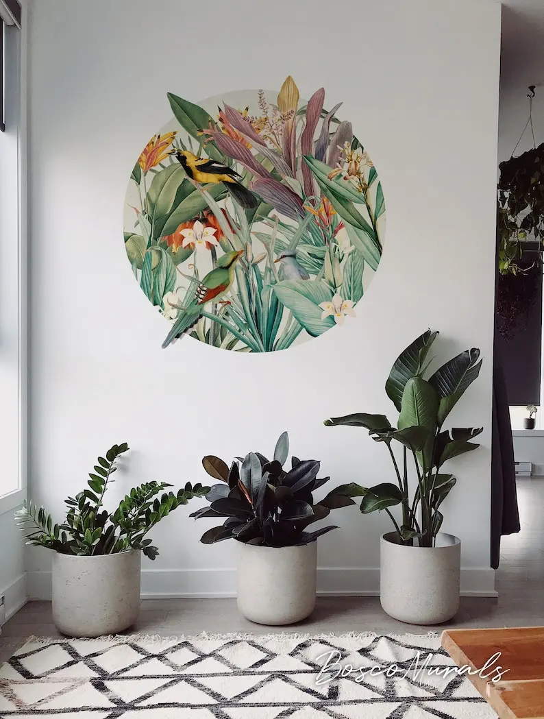 Exotic leaves circle wall decal, Peel and stick, Botanical, Round sticker, 3d wall art, Tropical, Removable wall sticker 02
Exotic leaves circle wall decal, Peel and stick, Botanical, Round sticker, 3d wall art, Tropical, Removable wall sticker 02