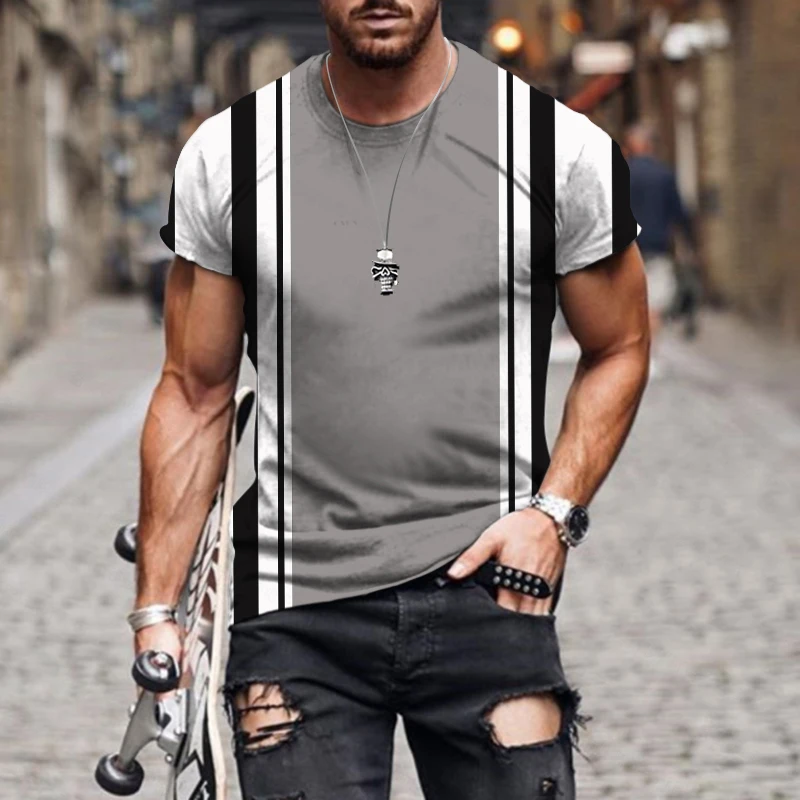 Summer Men T-Shirt, 3D Printing, High-Quality Striped Clothing, Street Casual Fashion Style, Oversized Luxury Men Tracksuit Top
Summer Men T-Shirt, 3D Printing, High-Quality Striped Clothing, Street Casual Fashion Style, Oversized Luxury Men Tracksuit Top