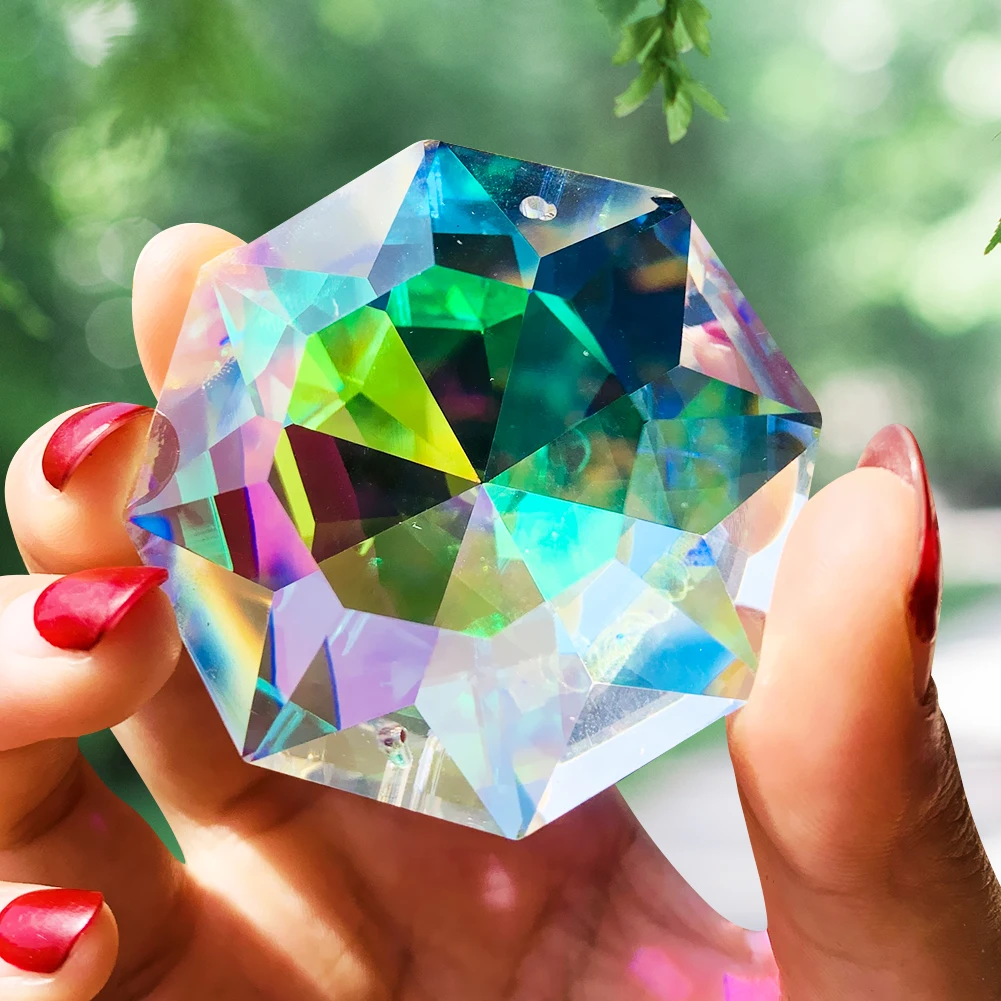 50mm AB Colorful Octagonal Crystal Faceted Prism Chandelier 3D Diamond Rainbow Sun Catcher Hanging Pendant Home Wedding Decor
50mm AB Colorful Octagonal Crystal Faceted Prism Chandelier 3D Diamond Rainbow Sun Catcher Hanging Pendant Home Wedding Decor