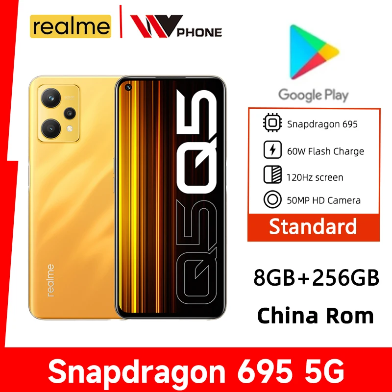 

realme Q5 5G Mobile Phone Snapdragon 695 Octa Core Android Smartphones 6.6" FHD+ 120Hz 5000mAh 60W Super Charge 50MP Camera