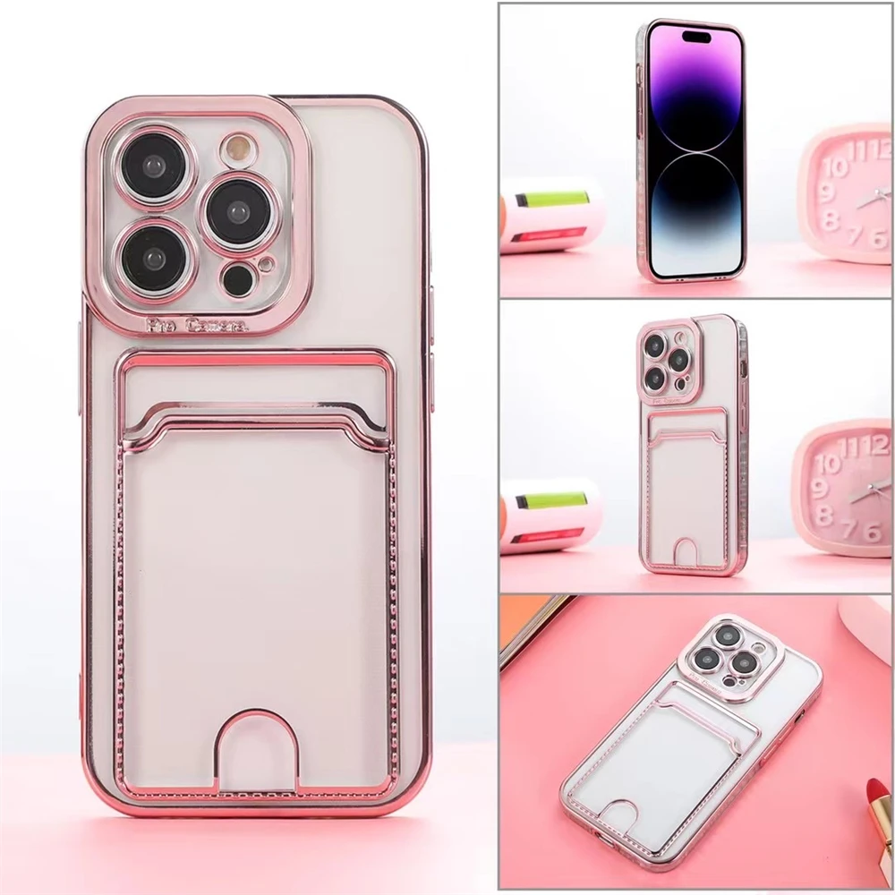 Transparent Soft Electroplated Card Bag Phone Case For iPhone 6 7 7Plus 8 X XS XR 11 12 13 Pro Max 14 Plus Bumper Back TPU Cover
Transparent Soft Electroplated Card Bag Phone Case For iPhone 6 7 7Plus 8 X XS XR 11 12 13 Pro Max 14 Plus Bumper Back TPU Cover