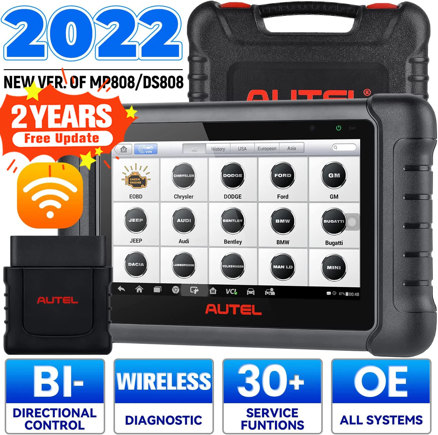 Autel MaxiPRO MP808BT Lite Wireless OBD Scanner Car Diagnostic Tool 30+ Services ECU Coding Active Test Upgraded Of DS808 MP808
Autel MaxiPRO MP808BT Lite Wireless OBD Scanner Car Diagnostic Tool 30+ Services ECU Coding Active Test Upgraded Of DS808 MP808
