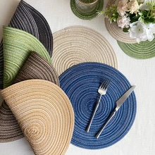 1pc Table placemats Round Ramie Insulation Pad Linen Non Slip Table Mats Coaster Dining Table Mat Home Decoration Pad