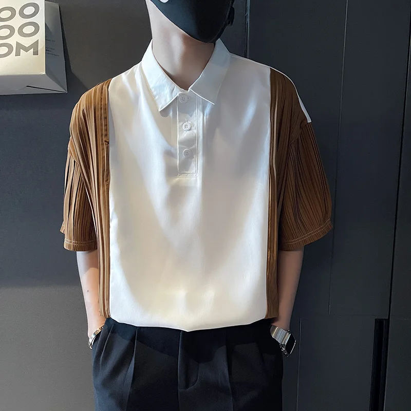 Contrast Colors Splicing POLO Shirts Men Short Sleeve Loose Casual Tshirt Business Social Lapel Tee Tops Streetwear Men Clothing
Contrast Colors Splicing POLO Shirts Men Short Sleeve Loose Casual Tshirt Business Social Lapel Tee Tops Streetwear Men Clothing