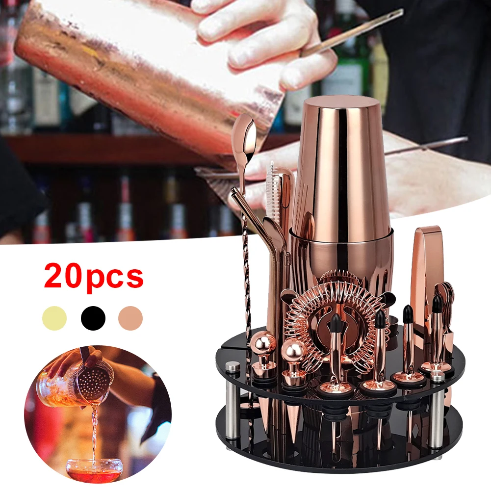 20pcs Cocktail Shaker Set Stainless Steel Drink Mixer Shaker With Rotating Stand Bartender Professional Tools For Bar
20pcs Cocktail Shaker Set Stainless Steel Drink Mixer Shaker With Rotating Stand Bartender Professional Tools For Bar