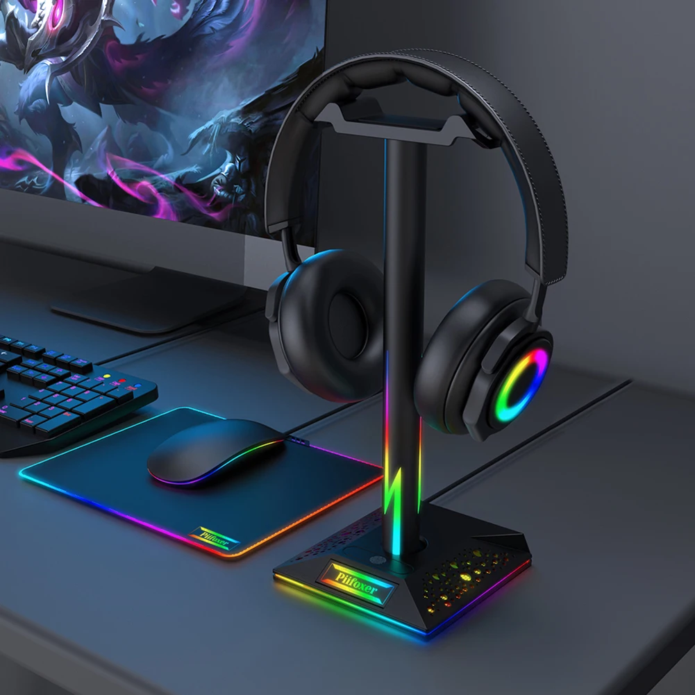 Eb01-b Rgb Gaming Headphone Bracket Lighting Headphone Hanger with Dual USB Interface Desktop Holder Support USB Headset
Eb01-b Rgb Gaming Headphone Bracket Lighting Headphone Hanger with Dual USB Interface Desktop Holder Support USB Headset