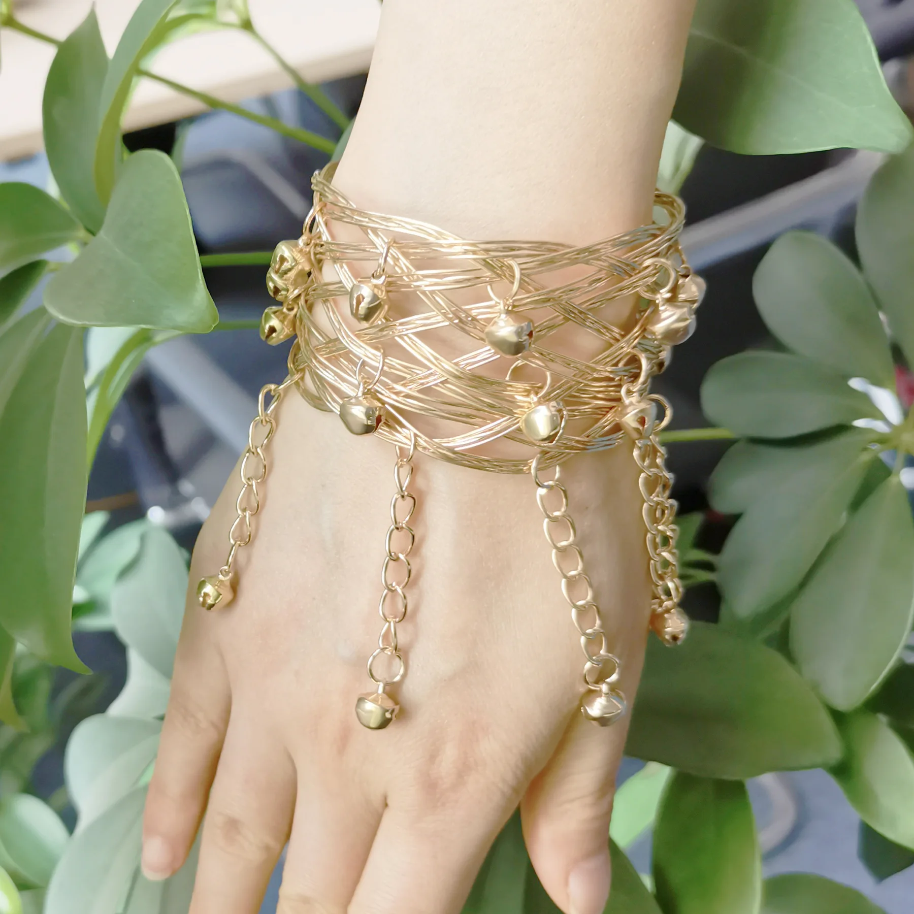 Gold Color Long Chain Bell Pendant Cuff Bracelet For Women Indian Belly Dance Metal Mesh Wide Bangle Boho Ethnic Dress Jewelry
Gold Color Long Chain Bell Pendant Cuff Bracelet For Women Indian Belly Dance Metal Mesh Wide Bangle Boho Ethnic Dress Jewelry