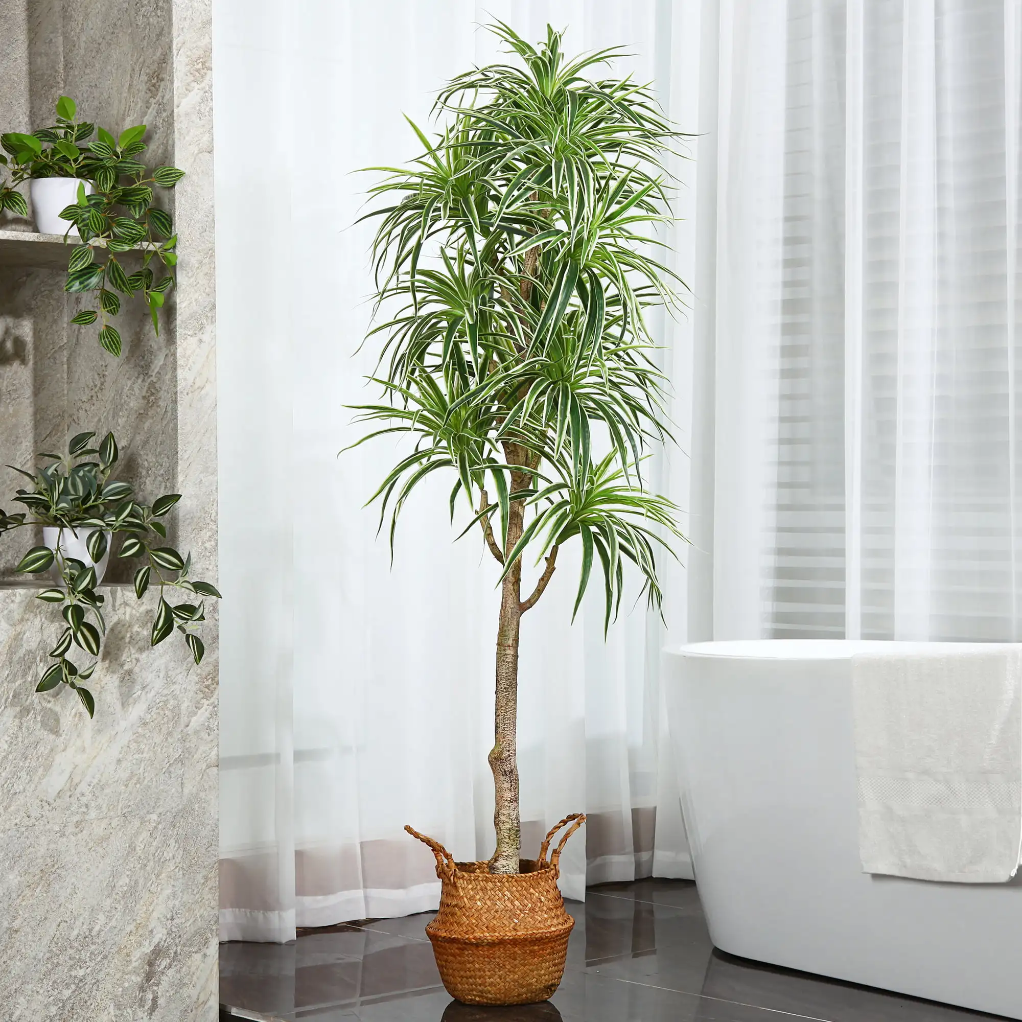 5FT Artificial Dracaena Tree in Woven Seagrass Basket Fake Tree Faux Plants Indoor Decor, House Decorations for Living Room, Fak
5FT Artificial Dracaena Tree in Woven Seagrass Basket Fake Tree Faux Plants Indoor Decor, House Decorations for Living Room, Fak