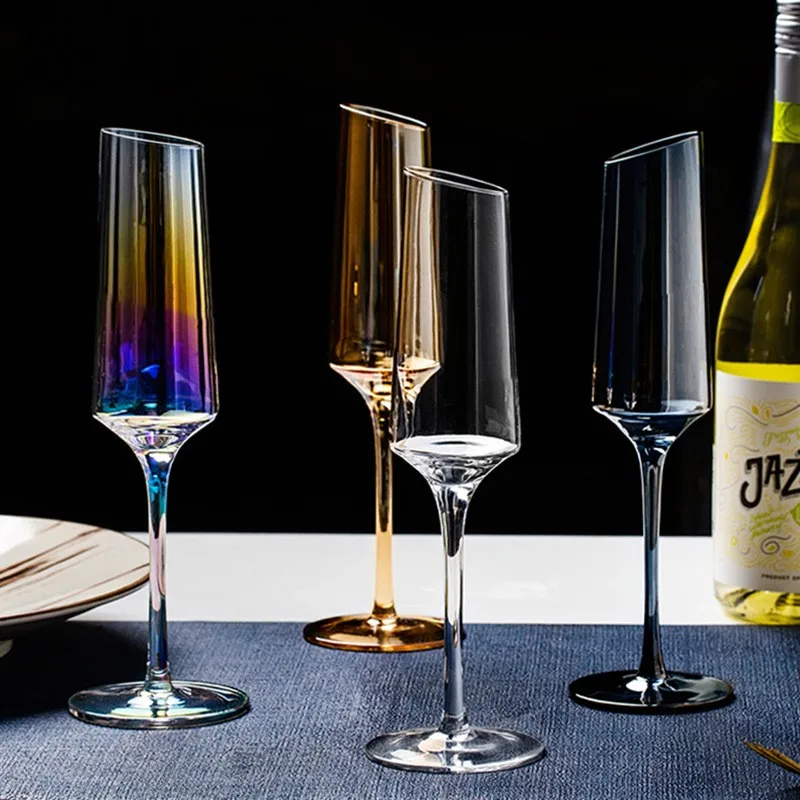 Creative Bevel Transparent Goblet Champagne Wine Glass Cups Crystal Colored Glasses Nordic ins Style Color changing Wine Cup
Creative Bevel Transparent Goblet Champagne Wine Glass Cups Crystal Colored Glasses Nordic ins Style Color changing Wine Cup