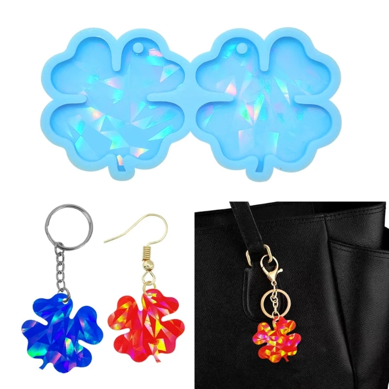 

R3MC Earrings Silicone Mold Keychain Resin Mold Pendant Charms Resin Molds with Holes DIY-Jewelry Casting Mould