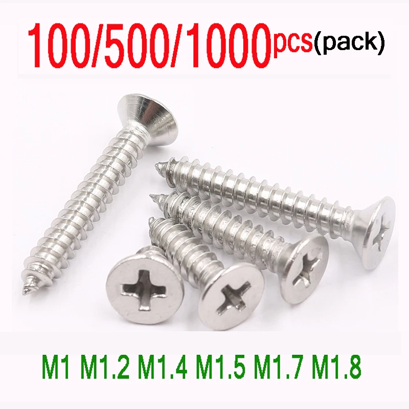 1000/500/100pcs/Pack Mini Nail Countersunk Head Cross Self Tapping Screws M1 M1.2 M1.4 M1.5 M1.7 M1.8 Carbon Steel Nickel Bolts
1000/500/100pcs/Pack Mini Nail Countersunk Head Cross Self Tapping Screws M1 M1.2 M1.4 M1.5 M1.7 M1.8 Carbon Steel Nickel Bolts