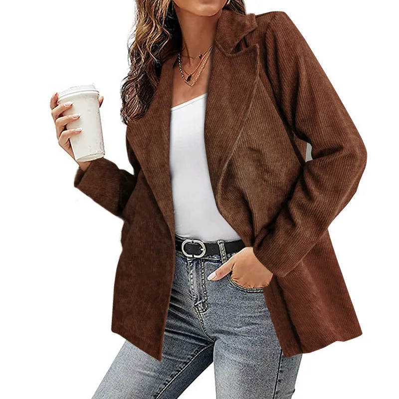 Women's Autumn and Winter New Solid Color Coat Suit Office Ladies Corduroy Street Casual Cardigan Coat Top Blazers for Women
Women's Autumn and Winter New Solid Color Coat Suit Office Ladies Corduroy Street Casual Cardigan Coat Top Blazers for Women