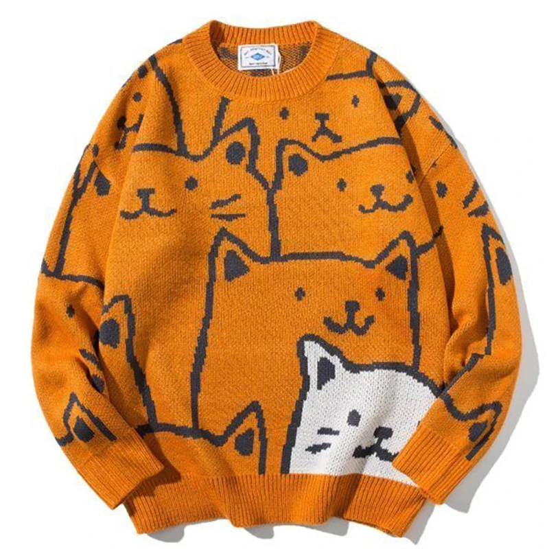 Japanese Harajuku Vintage Sweater Men 2023 Autumn Cartoon Cat Loose Print Knitted Sweater Hip Hop Streetwear Knitwear Pullovers
Japanese Harajuku Vintage Sweater Men 2023 Autumn Cartoon Cat Loose Print Knitted Sweater Hip Hop Streetwear Knitwear Pullovers
