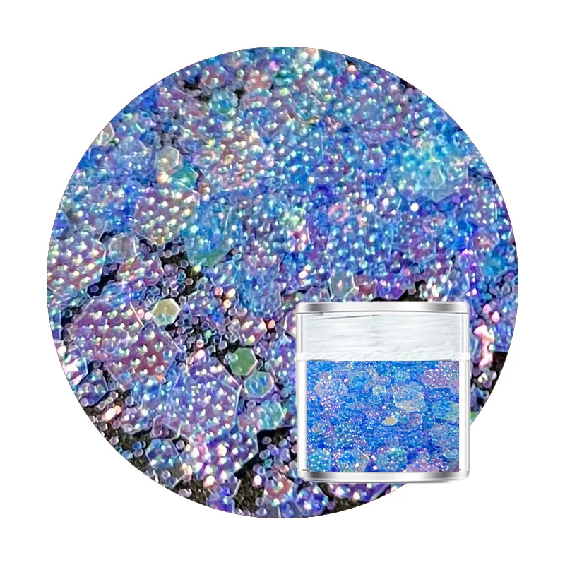 

Colorful Nail Art Flakes Iridescent Holographic Slime Hexagon Shiny Glitter Sequins Spangle Fine Sparkly Manicures Decorations