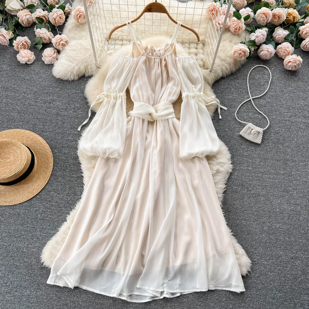 Autumn Elegant White Dress for Women Draped Draw String Off Shoulder Pleated Folds Vintage Female Long Robe Chic Vacation Beach
Autumn Elegant White Dress for Women Draped Draw String Off Shoulder Pleated Folds Vintage Female Long Robe Chic Vacation Beach