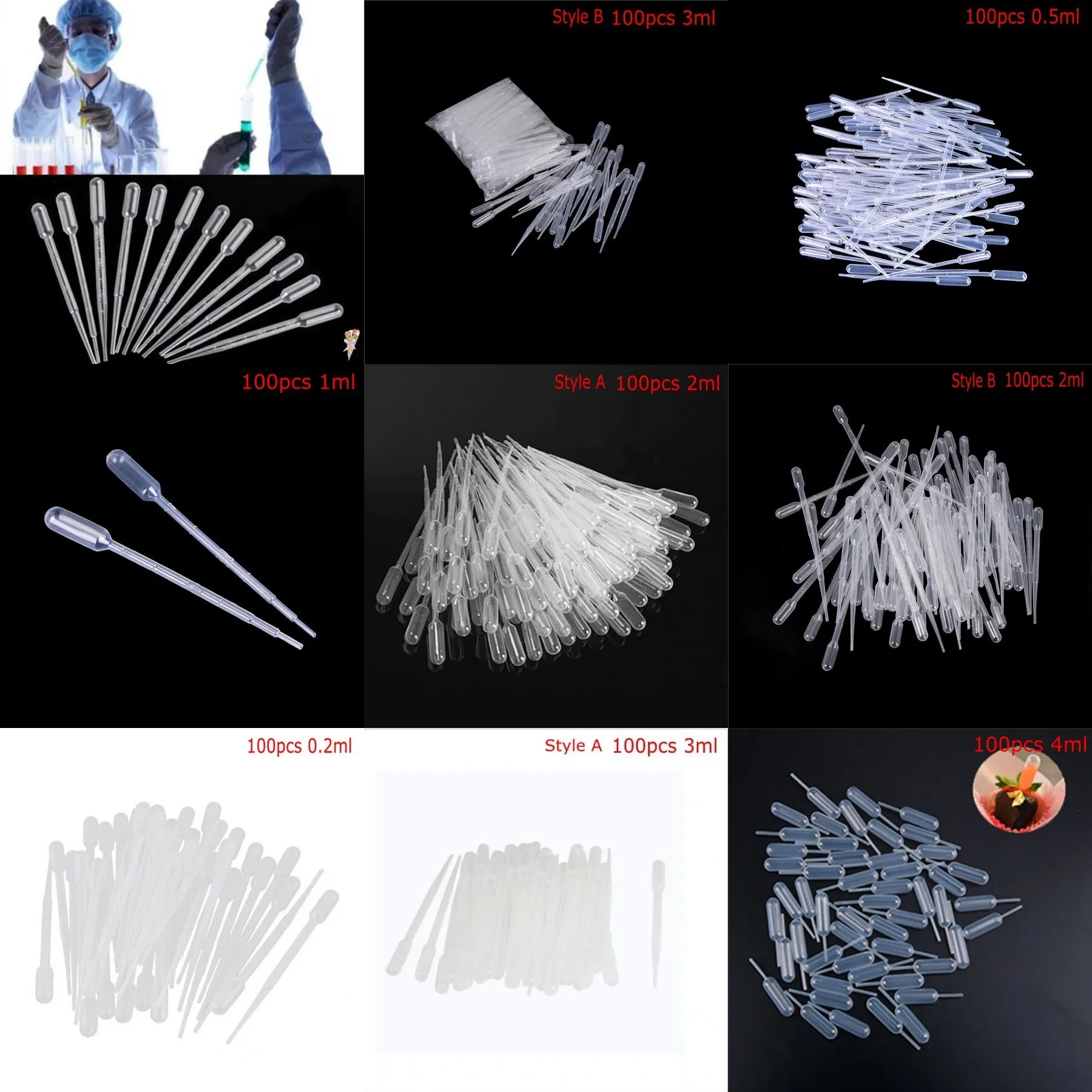 100PCS 0.2-4ML Transparent Pipettes Disposable Safe Plastic Eye Dropper Transfer Graduated Pipettes for Lab Experiment Supplies
100PCS 0.2-4ML Transparent Pipettes Disposable Safe Plastic Eye Dropper Transfer Graduated Pipettes for Lab Experiment Supplies