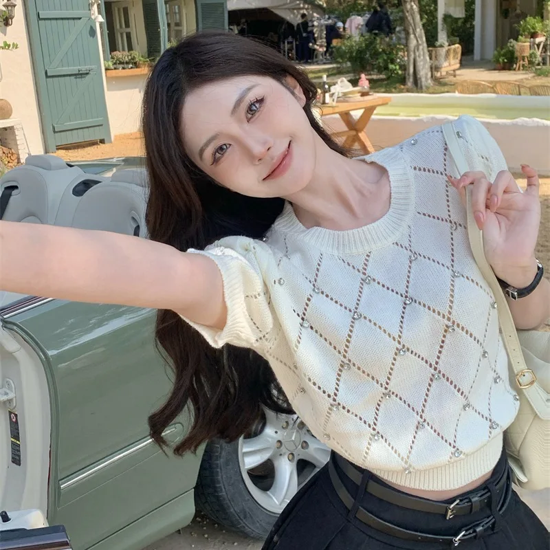 Korean Style Argyle Diamonds Knitted T-Shirts Women Summer Short Sleeve Shirts Top Female Slim Casual Knit Tee Elegant Chic Tops
Korean Style Argyle Diamonds Knitted T-Shirts Women Summer Short Sleeve Shirts Top Female Slim Casual Knit Tee Elegant Chic Tops