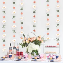 Ins 데이지 종이 화환 펜던트, 생일 파티, 가게 방 장식, 신부 선물, 파티 바, 티 파티, 정원 종이 끈 장식