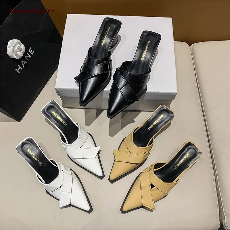New Summer Pointed Toe Slippers Women Mules Fashion Design Leather High Heels Slides Outdoor Black White Slippers Women Shoes
New Summer Pointed Toe Slippers Women Mules Fashion Design Leather High Heels Slides Outdoor Black White Slippers Women Shoes