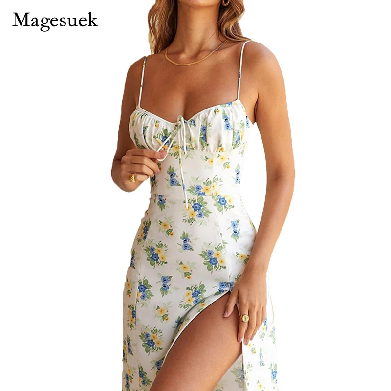 Summer New Sweet Printed Dress for Women V-neck Elegant Floral Dress Split Slim Midi Dress Women's Sexy Dress Vestidos 20661
Summer New Sweet Printed Dress for Women V-neck Elegant Floral Dress Split Slim Midi Dress Women's Sexy Dress Vestidos 20661