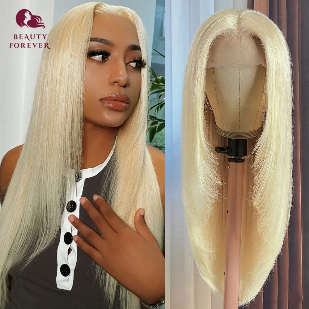 

Beauty Forever 613 Honey Blonde Color Straight Lace Front Human Hair Wigs Layered Cut 13x4 Transparent Glueless Lace Front Wig