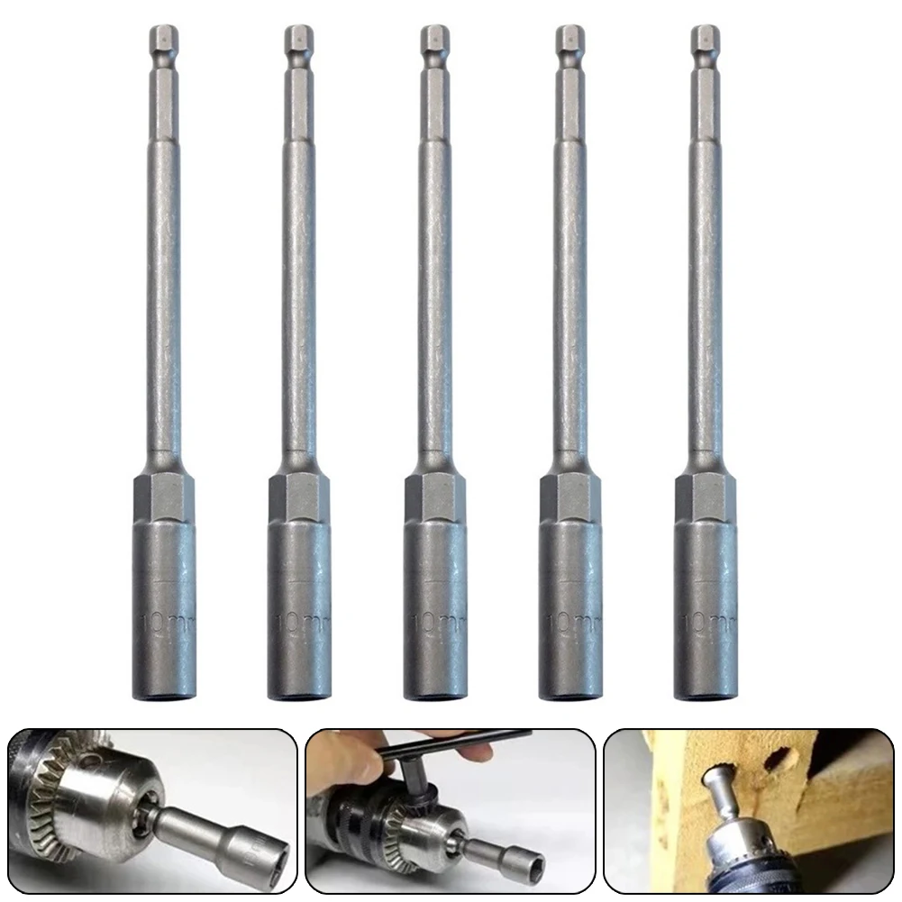 5Pcs Hexagon Nut Driver Bit Adapter 10mm Hex Socket Wrench 150mm Extension Sleeve 6.35mm Shank For Power Wrench Tool Accessories
5Pcs Hexagon Nut Driver Bit Adapter 10mm Hex Socket Wrench 150mm Extension Sleeve 6.35mm Shank For Power Wrench Tool Accessories